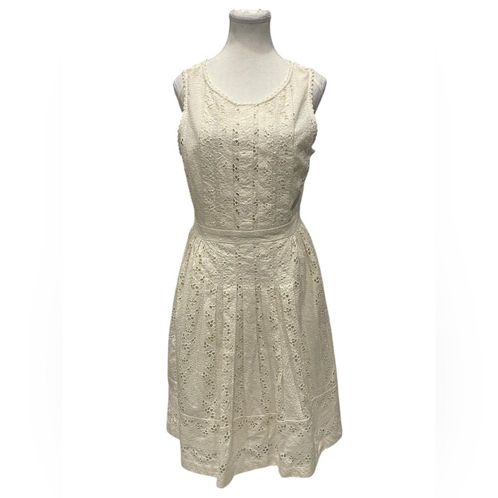 JCREW collection Ivory Dress Eyelet Bodice Sleeveless Sz:6